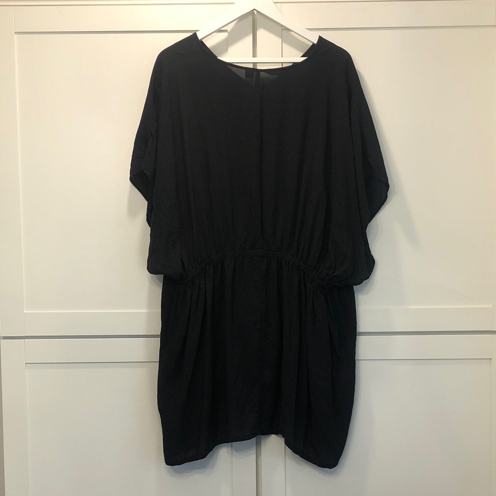 Lands' End Med/Large Black Drawstring Waist Tunic Swimsuit Cover Up 100% Modal - Picture 5 of 11